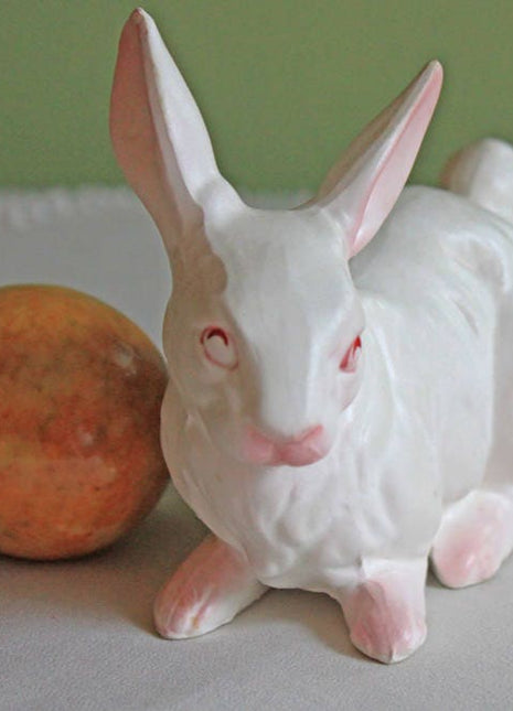 Pottery Bunny Figurine. Collectible Bunny by Napcoware, Japan, C-6390.   Bunny Figurine with Pink Ears and Legs.