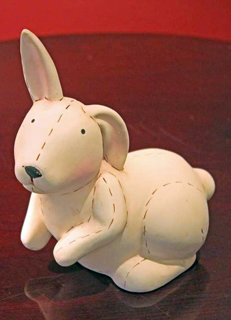 Bunny Rabbit Figurine with Sewing Stitches