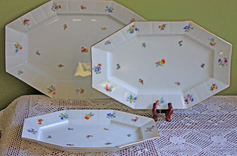 Serving Platters Set. Antique Octagonal Serving Dishes Made in Germany.