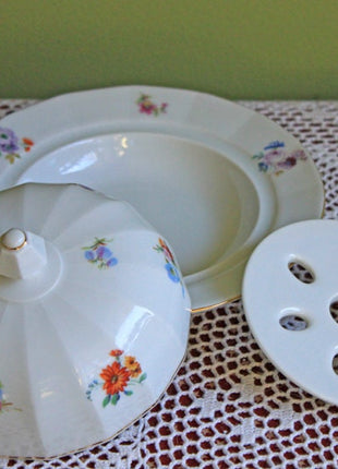 Butter Bowl with Lid and Reticulated Disc Insert