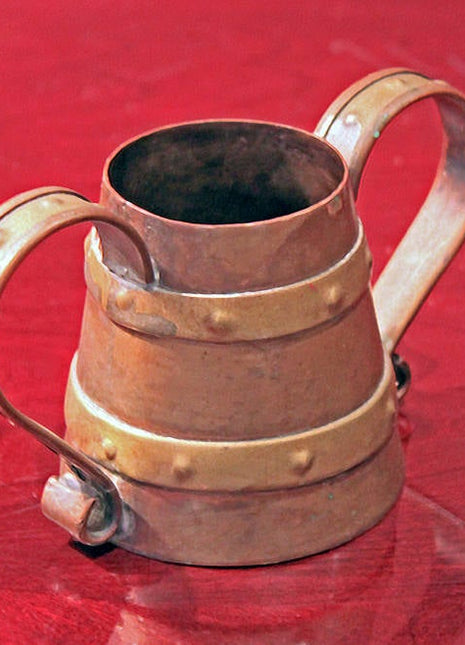 Antique Hand Pounded Brass and Copper Pot - Rustic Home Decor
