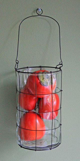 Kitchen Storage Container Glass Basket in Metal Basket