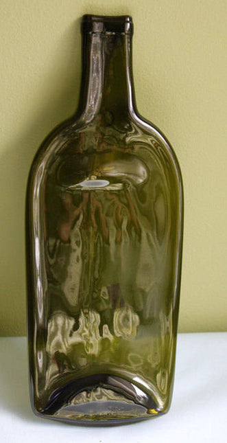 Flattened Wine Bottle with Metal Loop for Hanging