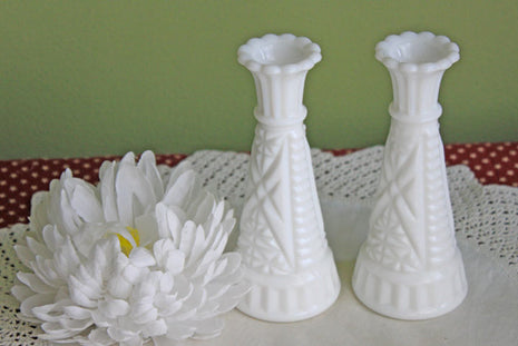 Milk Glass Flute Vase 6 Inch tall