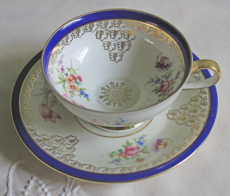 Antique Tea Cup and Saucer by Johann Seltmann Vohenstrauss, Made in Bavaria, 1148.