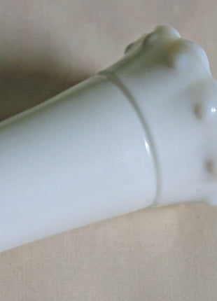 Milk Glass Flute Vase with Ruffled Rim and Hobnail Decor