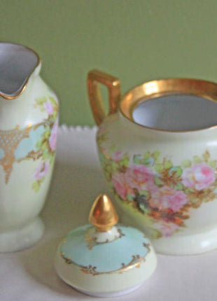 Antique H&C Selb Bavarian Porcelain Creamer and Sugar Bowl