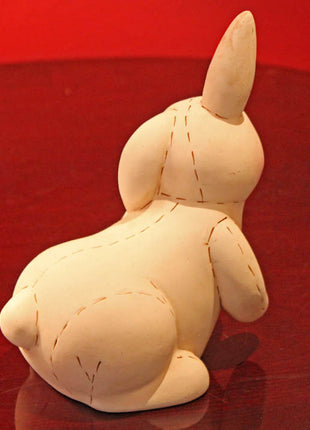 Bunny Rabbit Figurine with Sewing Stitches