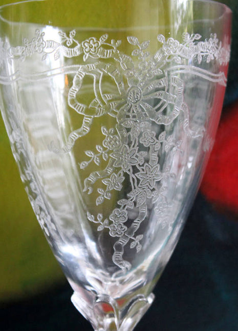 Antique Fostoria Crystal Wine Glass with June Etch