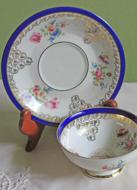 Antique Tea Cup and Saucer by Johann Seltmann Vohenstrauss, Made in Bavaria, 1148.