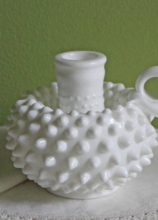 Milk Glass Pitcher with Hobnail Pattern