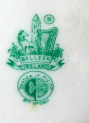 Belleek Porcelain Creamer and Sugar Bowl. Belleek Bow Pattern Sugar Bowl and Creamer Made of Thin Porcelain in Ireland. Reg 0857.
