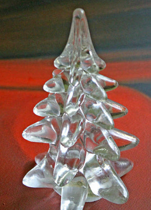 Clear Glass Christmas Tree. Hand Crafted, Art Glass Spruce Tree. 5.5" Tall Pine. Ice Tree. Holiday or Year-Round Decor.