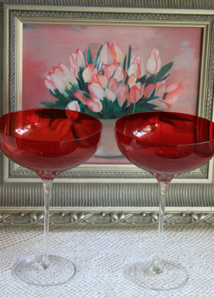 Red European Crystal Champagne Glass Replacement