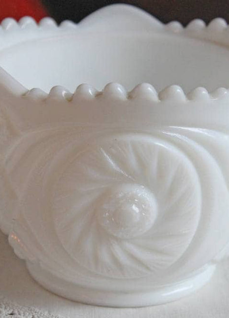 Westmoreland Milk Glass Bowl in Aztec PinWheel Pattern