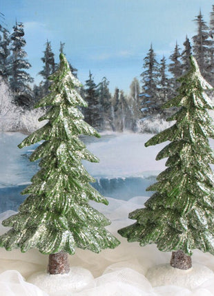Bottlewasher Trees for Christmas Village or Display. Collection of Three Pink Pine Trees for Girl's Room or Home Decor.