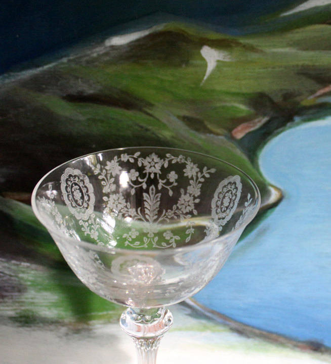 Tiffin-Franciscan Wine Goblets. Etched June Night Pattern. Collectible –  Anything Discovered