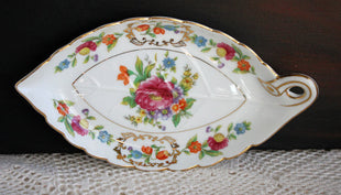 Porcelain Leaf Shaped Platter with Handle in Dresdena Pattern