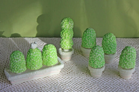 Porcelain Miniature Plants in Pots. Easter Decoration Made by Department 56. Set of Five Easter Plant Figurines.