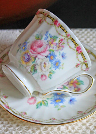 Tea Set by Duches. Antique Cup and Saucer. Floral Pattern Cup and Saucer Made in England, Old English Cup. Fine Bone China Cup and Saucer.