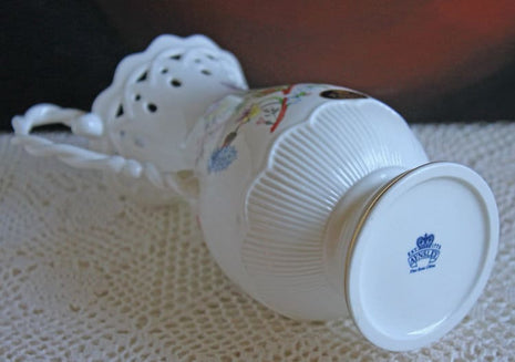 Antique Aynsley Vase with Handles. Hand Painted Reticulated Vase with Floral Decor.