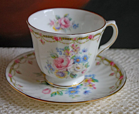 Tea Set by Duches. Antique Cup and Saucer. Floral Pattern Cup and Saucer Made in England, Old English Cup. Fine Bone China Cup and Saucer.