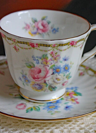 Tea Set by Duches. Antique Cup and Saucer. Floral Pattern Cup and Saucer Made in England, Old English Cup. Fine Bone China Cup and Saucer.