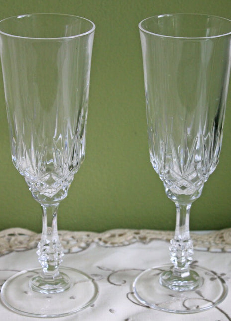 Vintage Crystal Glasses with Ornate Stem - Set of 8