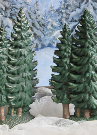 Christmas Trees for Village or Display. Resin Pines for Cabin, Lodge, or Home Decor. Christmas/Winter Celebration.