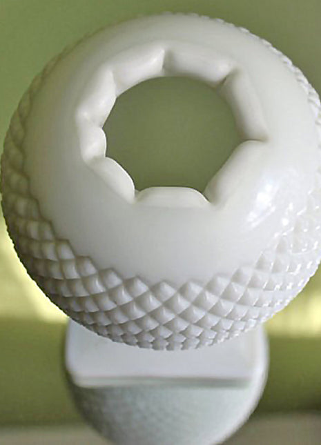 Westmoreland Milk Glass Footed Ivy Vase or Planter - Diamond Pattern
