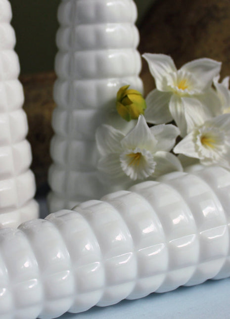 Milk Glass  Vase for Floral Arrangements. Fluted Vase with Square Pattern. Collectible Wedding Milk Glass.  Price is for One Vase