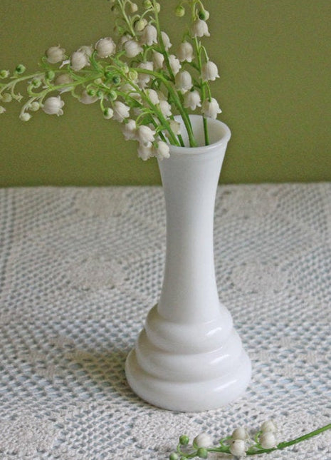 Milk Glass Flute Vase. Small Simple Design Vase. Florist Supply.