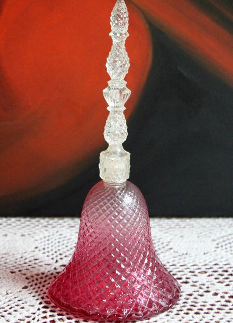 Avon Pink Cologne Bell Shape Bottle Diamond Pattern