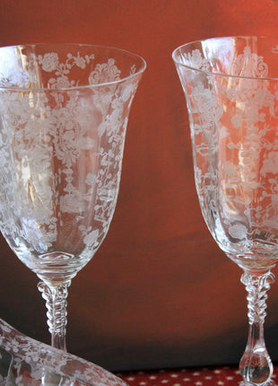Cambridge Rose Point Crystal Glasses - Set of 5