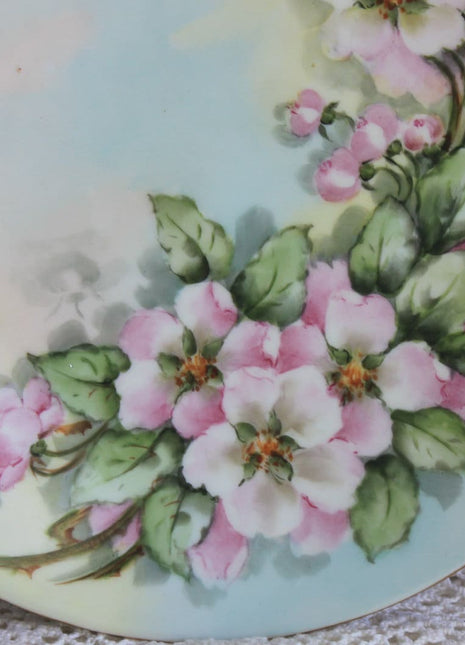 Limoges Plate with Hand Painted Apple Blossoms.