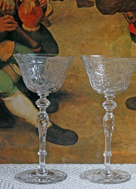 Antique Crystal Liquor Glasses - Set of Two glasses
