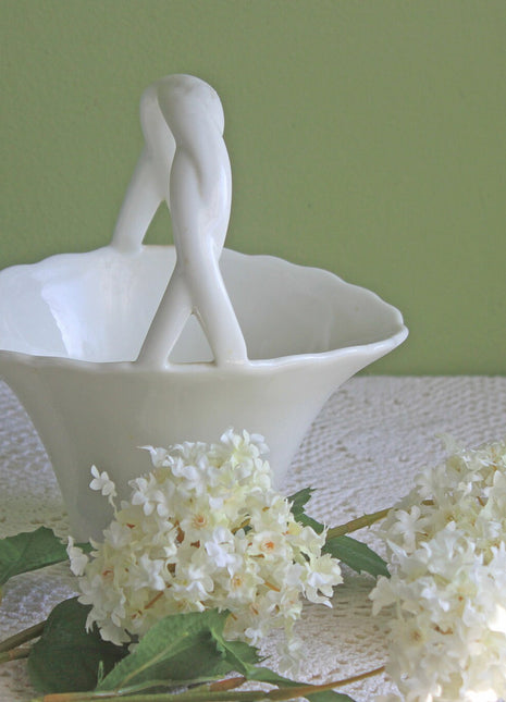 Porcelain Basket Braided Handle & Decorative Strawberries