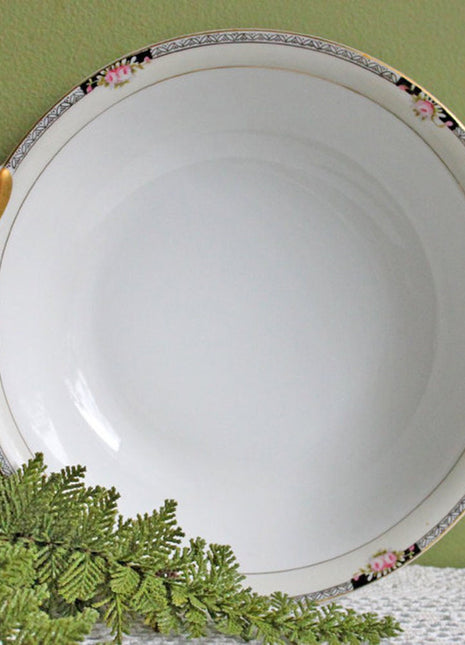Antique Beechmont Bowl with Reticulated Handles. Hand Painted Bowl by Noritake.