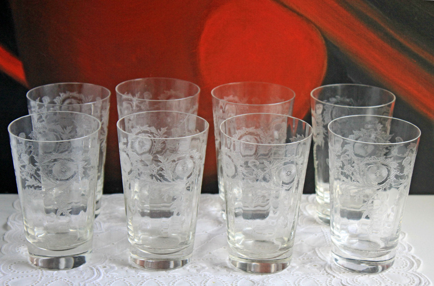 Star Etched Glass Tumblers Set of 6