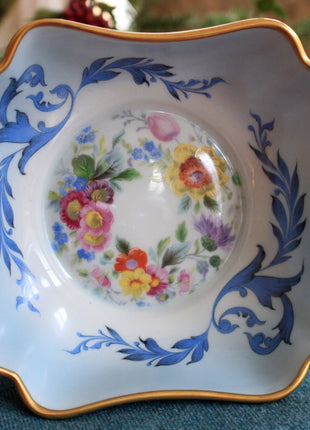 Vintage Limoges Footed Candy Bowl. Hand Painted Pottery Bowl Made in France.