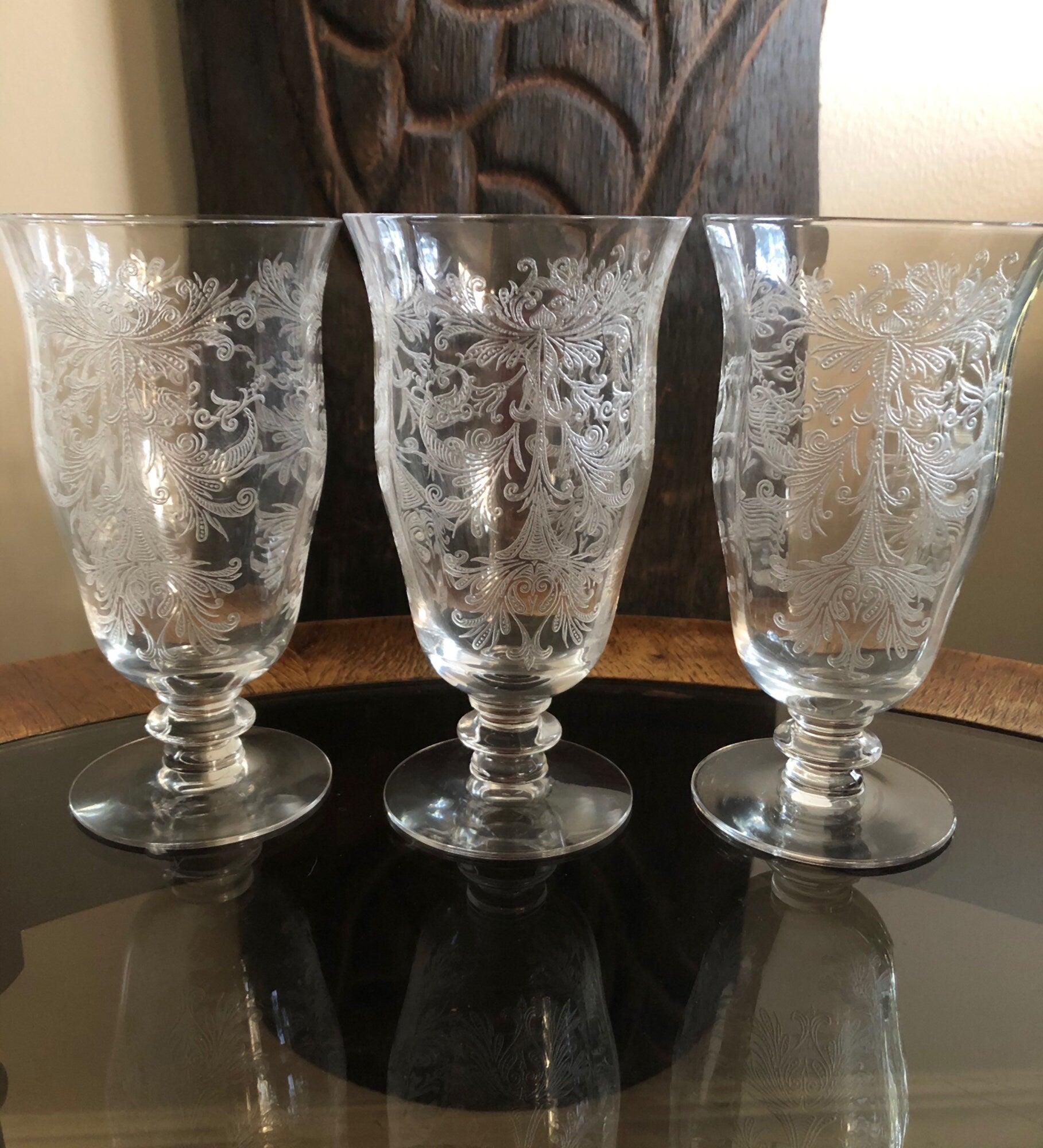 Juice / Water Glasses. Tiffin's Byzantine Pattern. Five Small