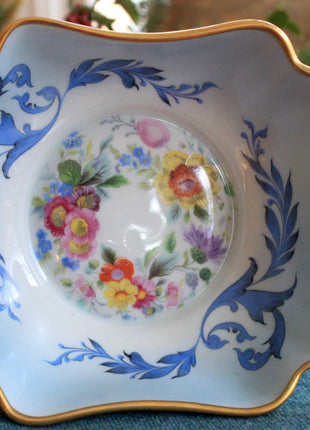 Vintage Limoges Footed Candy Bowl. Hand Painted Pottery Bowl Made in France.