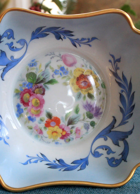 Vintage Limoges Footed Candy Bowl. Hand Painted Pottery Bowl Made in France.
