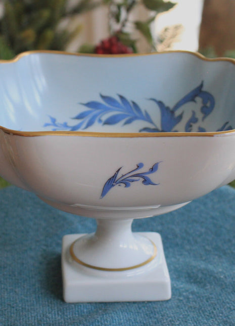 Vintage Limoges Footed Candy Bowl. Hand Painted Pottery Bowl Made in France.