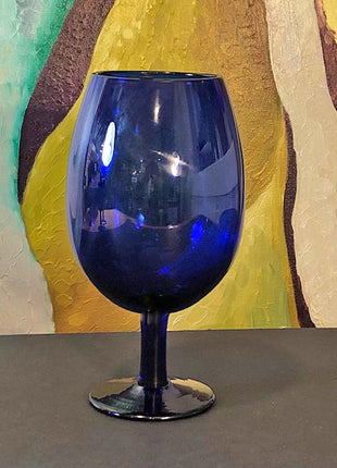 Cobalt Blue Water Goblets. Set of Four Large Glasses. Gift Idea.