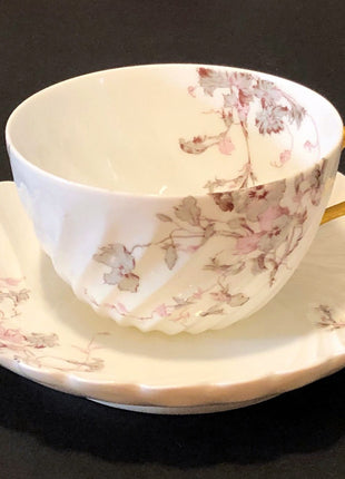 Antique Haviland Limoges Cup and Saucer Made of Thin Porcelain
