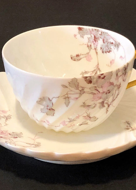 Antique Haviland Limoges Cup and Saucer Made of Thin Porcelain