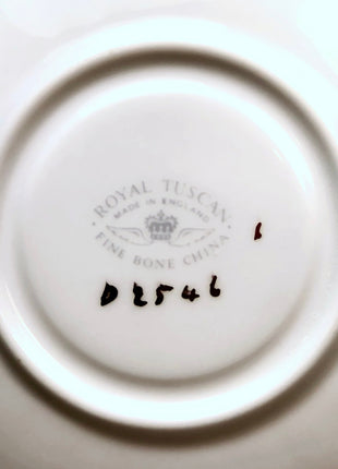 Vintage Tea Cup with Saucer by Royal Tuscan. Blue White Floral Pattern. Made in England.