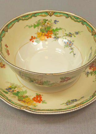 Antique Cream Soup Bowl with Saucer. Staffordshire Johnson Bros, Ningpo. Made in England.