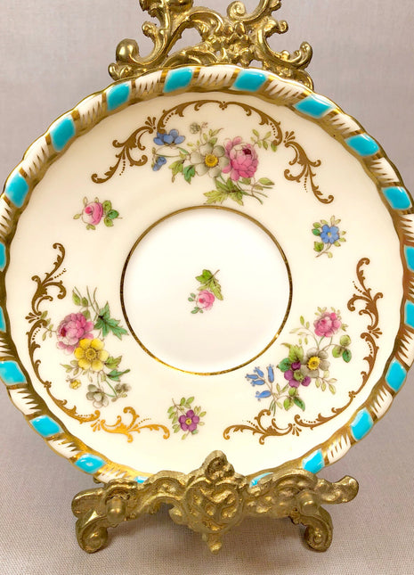 Vintage Tea Cup with Saucer by Mintons , H4051. Swirls and Floral Pattern. Made in England.